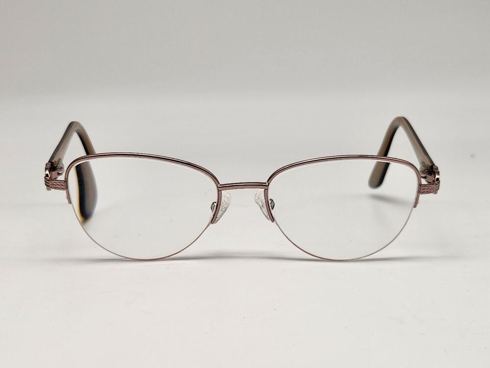 Italy Designer Light Pink Metal Half Rim Eyeglass Frames Only 53-17-135